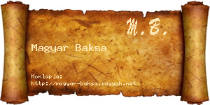 Magyar Baksa névjegykártya